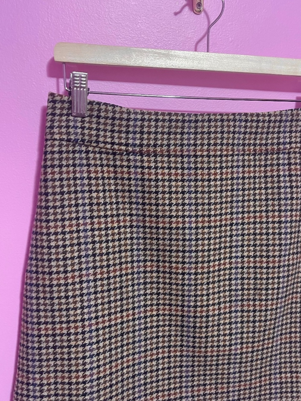 J. Crew Wool Blend Houndstooth Mini Skirt A-Line Camel Multi Women’s 6 US - Picture 5 of 12